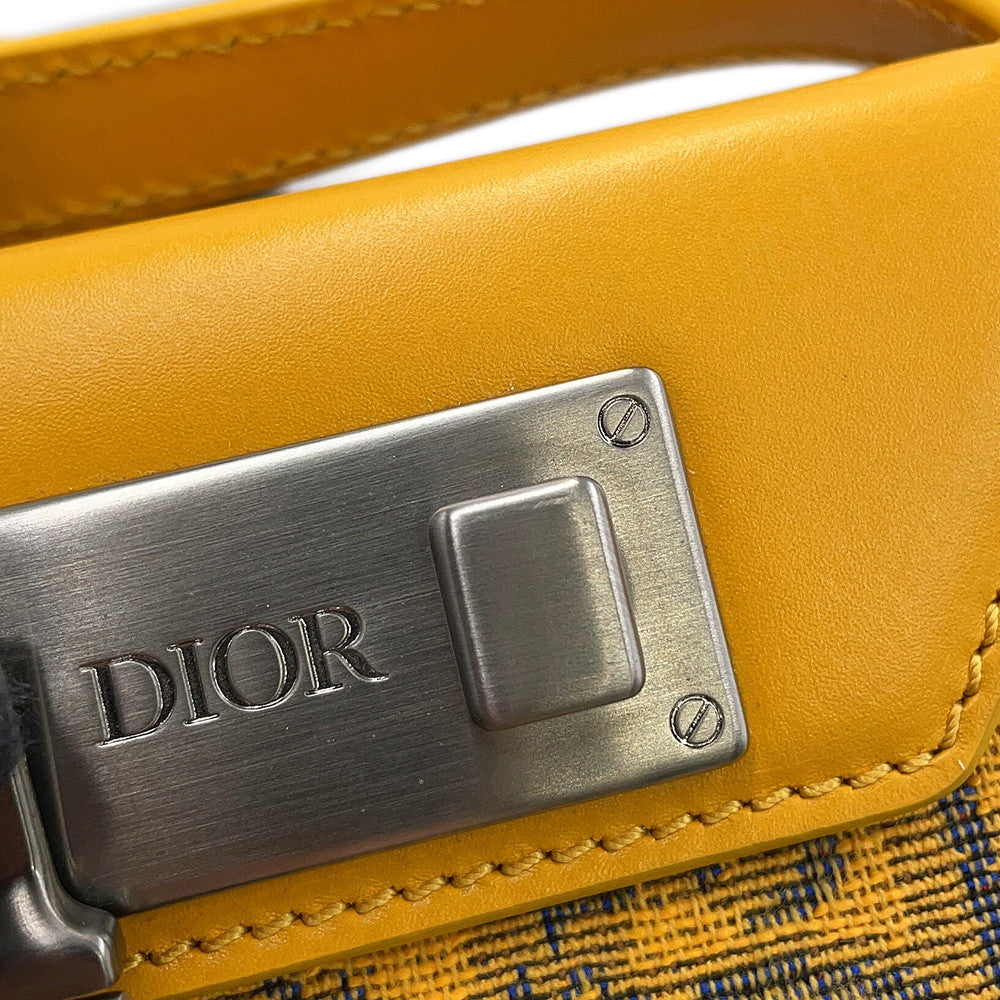 Dior Oblique Padlock Shoulder Bag Yellow/Navy2LXCA344UCT_H20E Canvas Leather