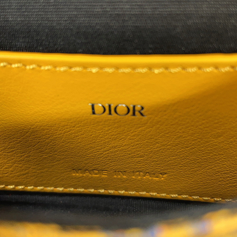 Dior Oblique Padlock Shoulder Bag Yellow/Navy2LXCA344UCT_H20E Canvas Leather