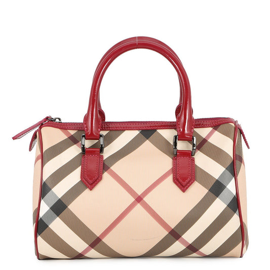 BURBERRY Vintage Nova Check Bowling Bag Beige/Multicolor3722972 PVC Patent Leather