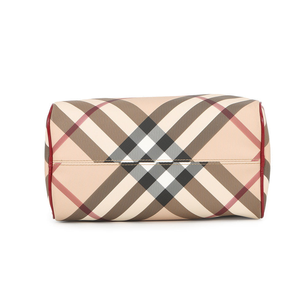 BURBERRY Vintage Nova Check Bowling Bag Beige/Multicolor3722972 PVC Patent Leather