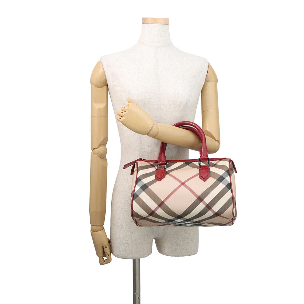BURBERRY Vintage Nova Check Bowling Bag Beige/Multicolor3722972 PVC Patent Leather