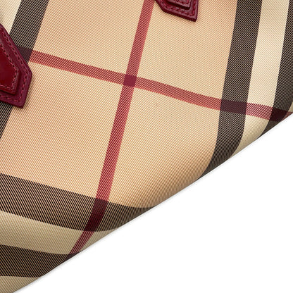 BURBERRY Vintage Nova Check Bowling Bag Beige/Multicolor3722972 PVC Patent Leather