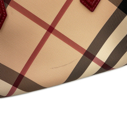 BURBERRY Vintage Nova Check Bowling Bag Beige/Multicolor3722972 PVC Patent Leather