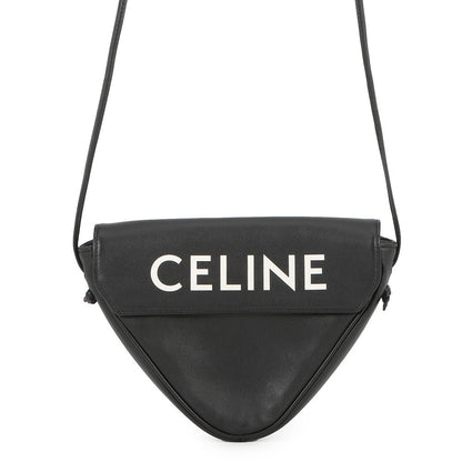 CELINE Shoulder Bag Triangle Black/White19590 Leather Size Mini