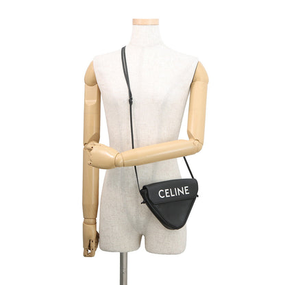 CELINE Shoulder Bag Triangle Black/White19590 Leather Size Mini