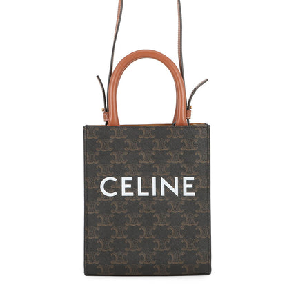 CELINE Triomphe Canvas Mini Vertical Canvas 2WAY Bag Tan194372 PVC Leather Size Mini