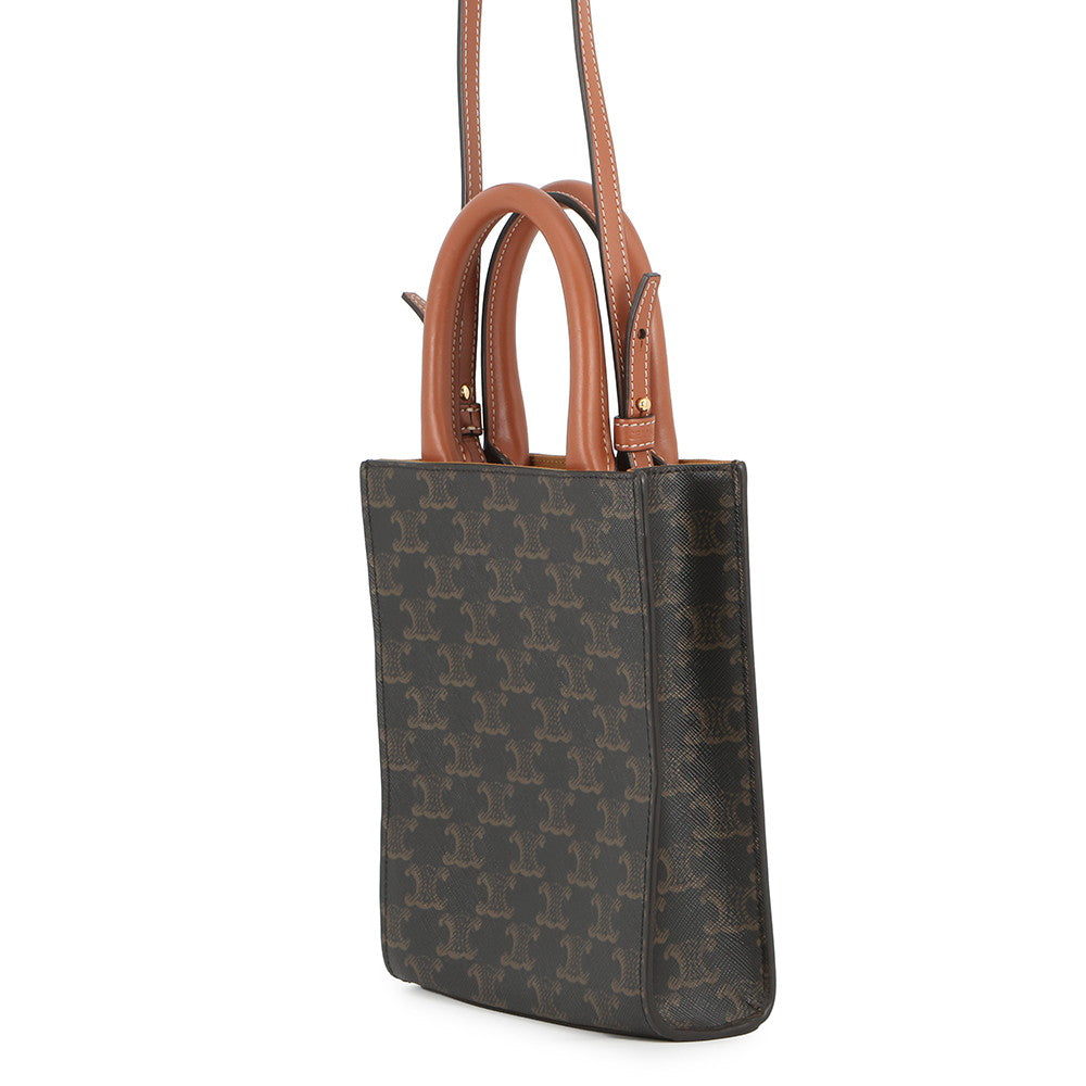 CELINE Triomphe Canvas Mini Vertical Canvas 2WAY Bag Tan194372 PVC Leather Size Mini