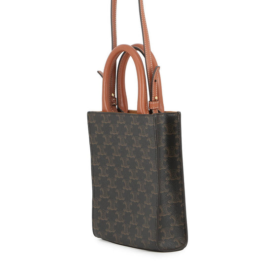CELINE Triomphe Canvas Mini Vertical Canvas 2WAY Bag Tan194372 PVC Leather Size Mini