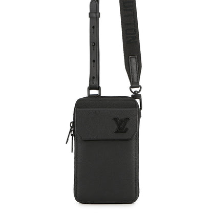 LOUIS VUITTON Phone Pouch NoirM57089 Grained Calf Leather LV Aerogram