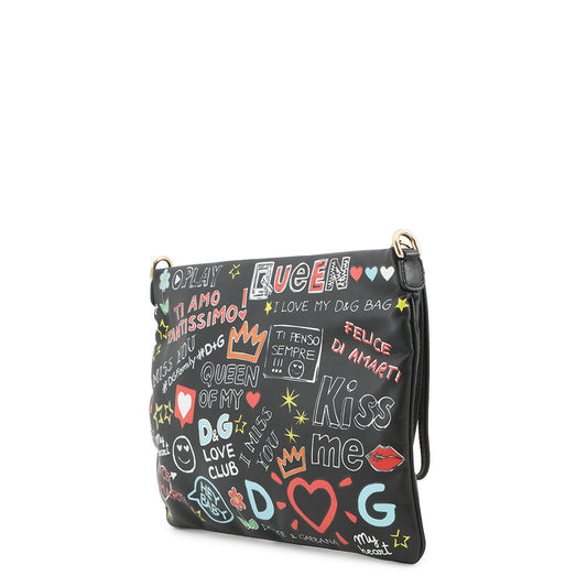 DOLCE&GABBANA CLEO Graffiti 2wayShoulderClutch Black/Multicolor Leather