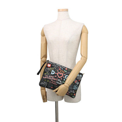 DOLCE&GABBANA CLEO Graffiti 2wayShoulderClutch Black/Multicolor Leather