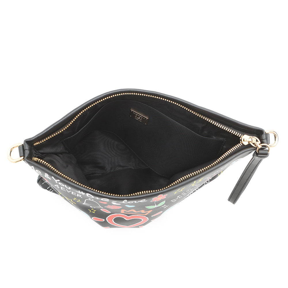 DOLCE&GABBANA CLEO Graffiti 2wayShoulderClutch Black/Multicolor Leather