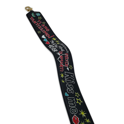 DOLCE&GABBANA CLEO Graffiti 2wayShoulderClutch Black/Multicolor Leather