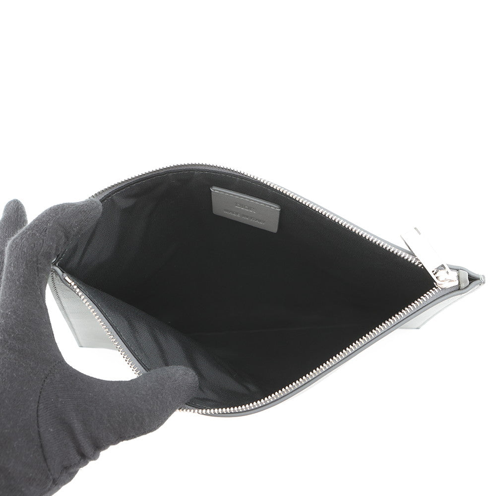 Dior Clutch Bag Gray Leather