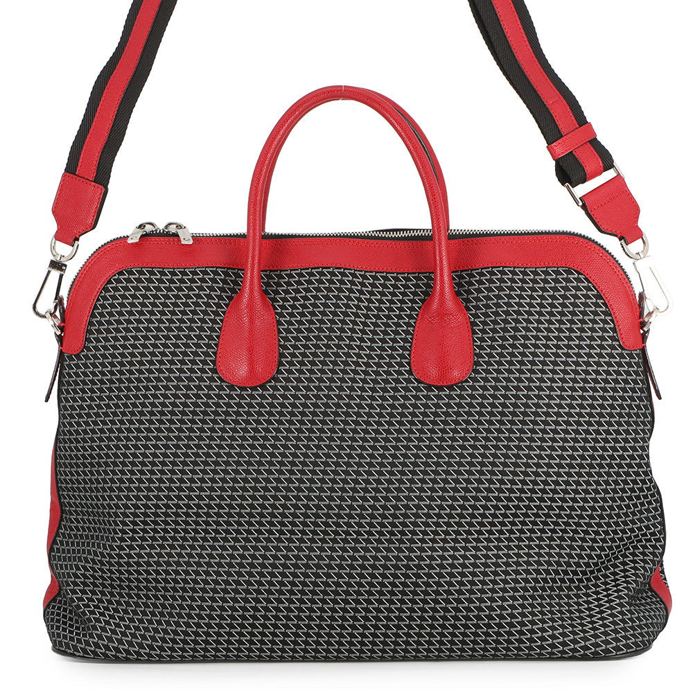 Valextra Valextra K-VAL My Logo Travel Bag Black/Red Canvas Leather