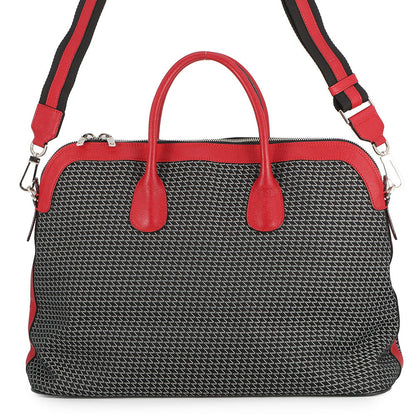 Valextra Valextra K-VAL My Logo Travel Bag Black/Red Canvas Leather