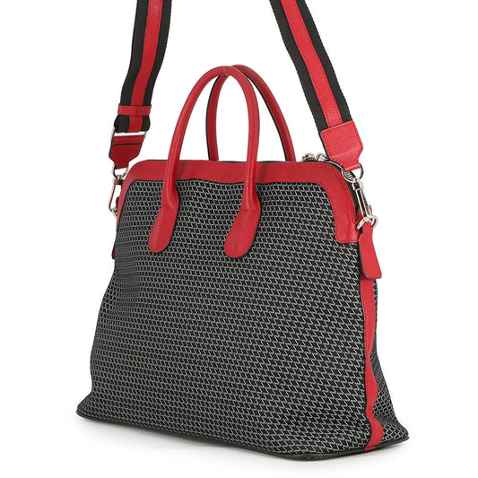 Valextra Valextra K-VAL My Logo Travel Bag Black/Red Canvas Leather