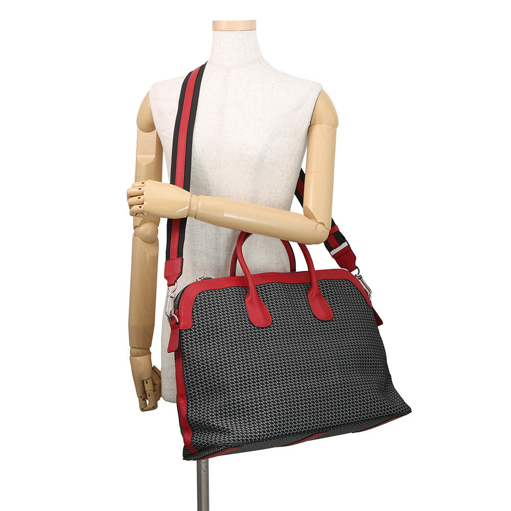 Valextra Valextra K-VAL My Logo Travel Bag Black/Red Canvas Leather