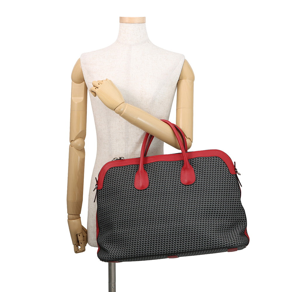Valextra Valextra K-VAL My Logo Travel Bag Black/Red Canvas Leather