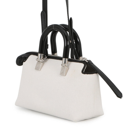 FENDI By the Way Shoulder Bag White/Black8BS067 Canvas Size Mini