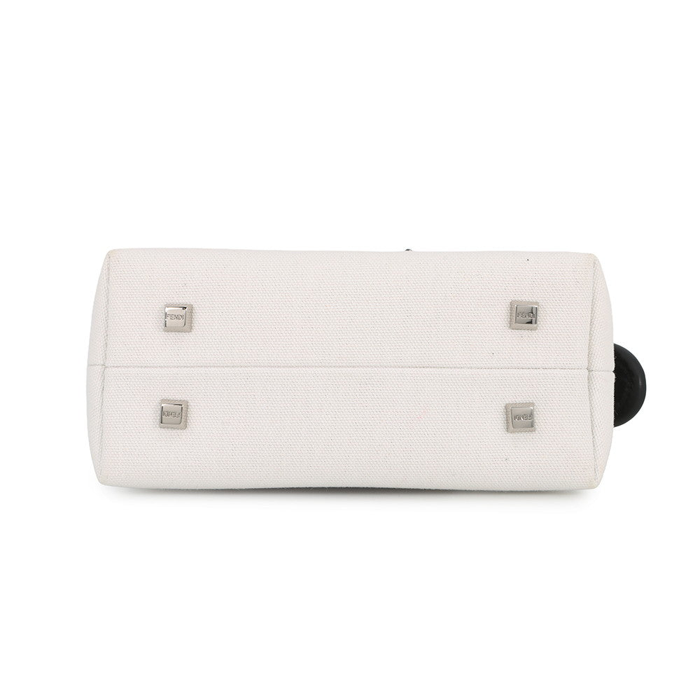 FENDI By the Way Shoulder Bag White/Black8BS067 Canvas Size Mini