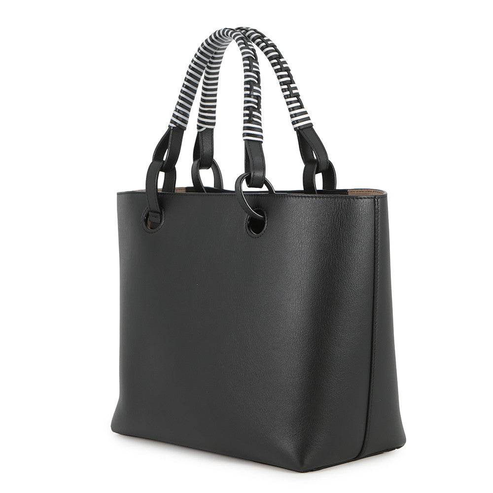 LOEWE Anagram Shoulder Tote Black/WhiteA717S72X11 9003 Leather