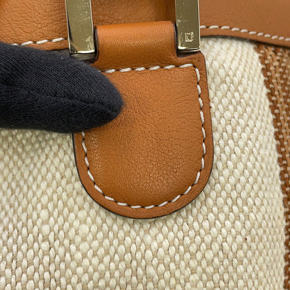 Delvaux Every D 2-way Tote Bag Beige/Brown Canvas Leather