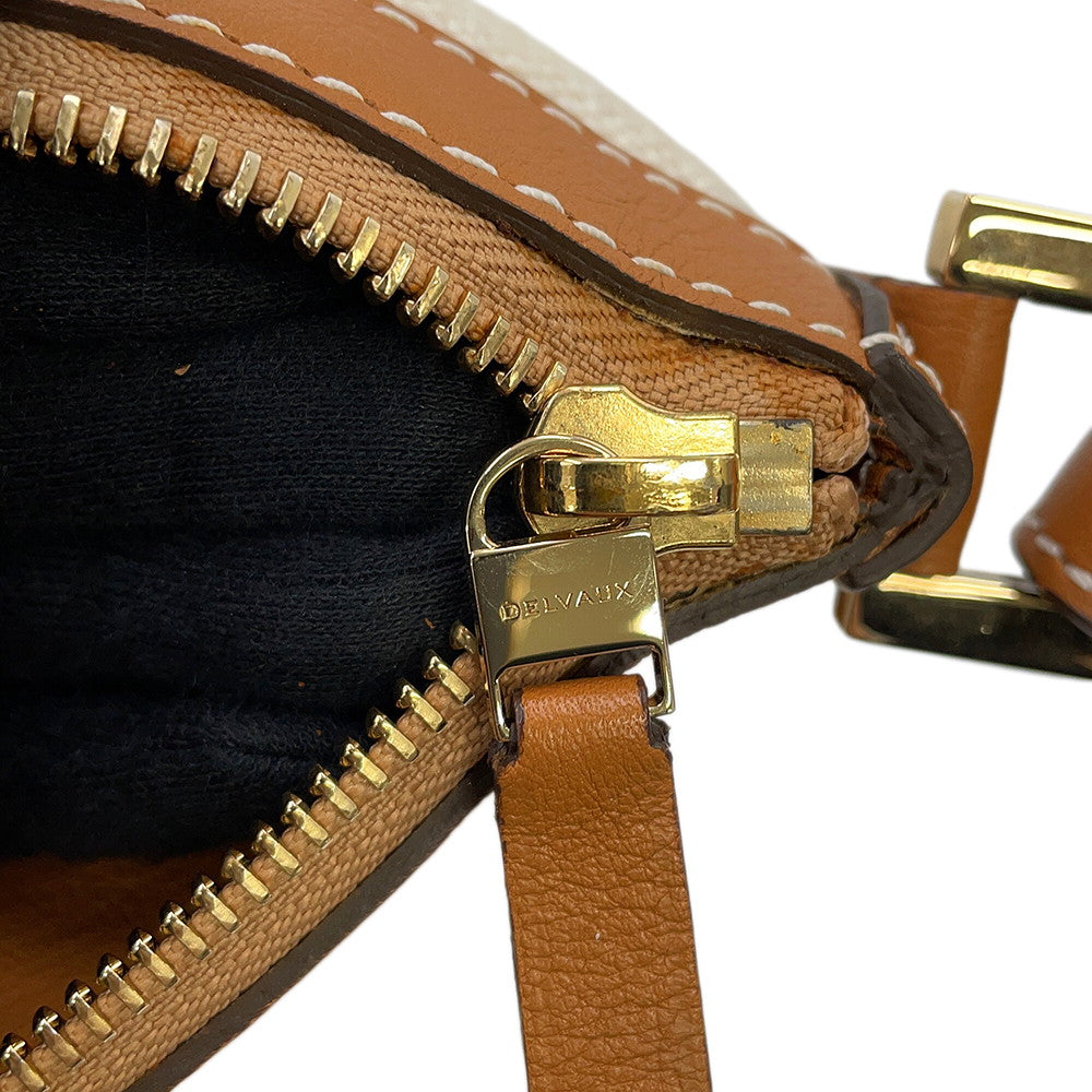 Delvaux Every D 2-way Tote Bag Beige/Brown Canvas Leather