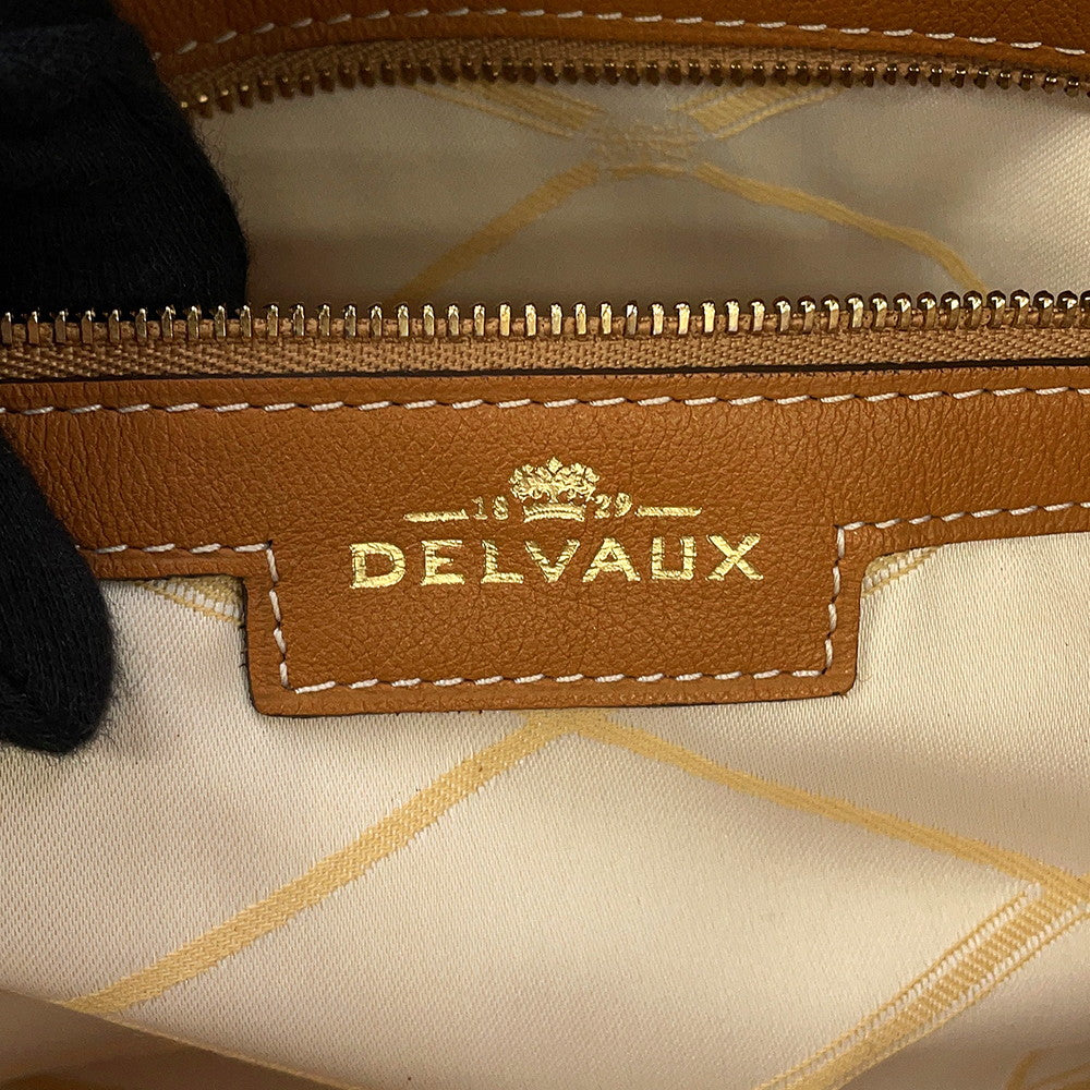 Delvaux Every D 2-way Tote Bag Beige/Brown Canvas Leather