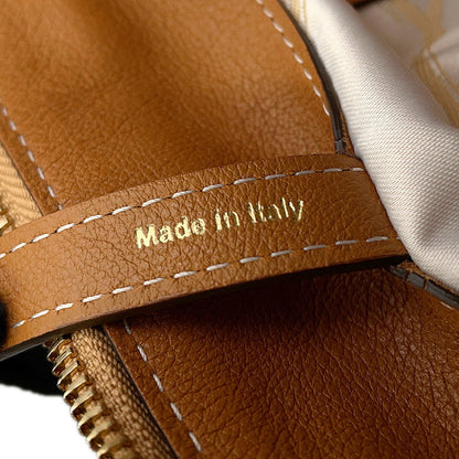 Delvaux Every D 2-way Tote Bag Beige/Brown Canvas Leather