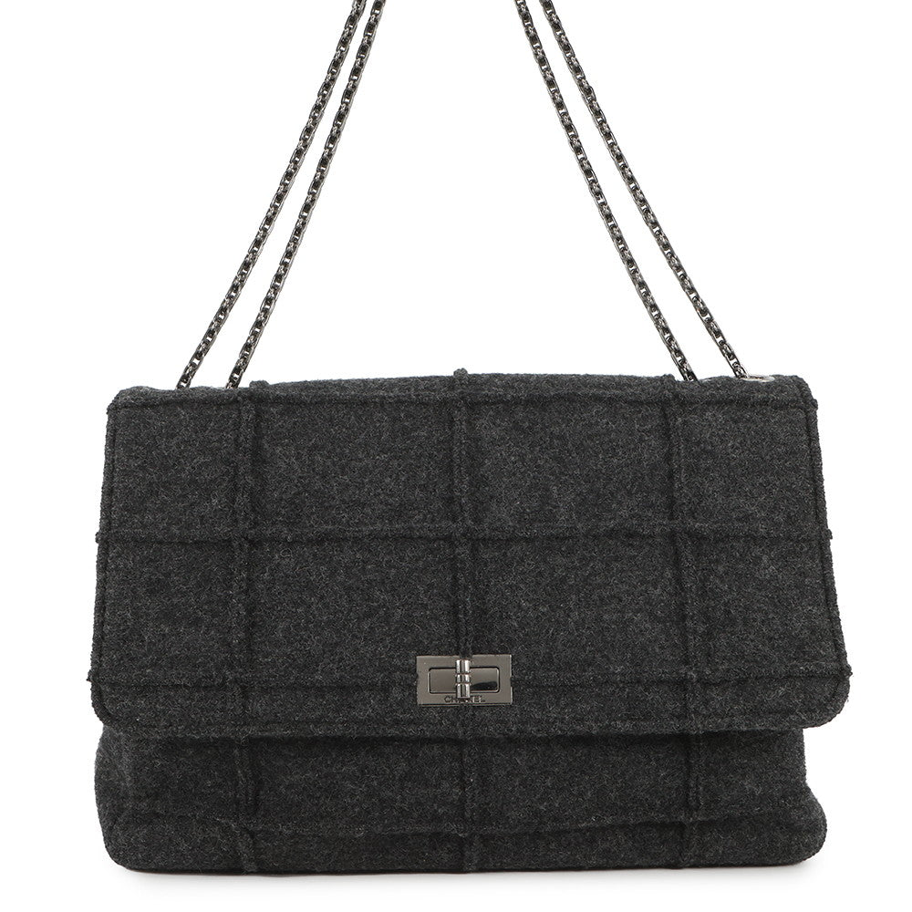 CHANEL 2.55 Double Chain Shoulder GrayA37590 Felt