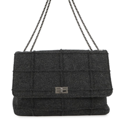 CHANEL 2.55 Double Chain Shoulder GrayA37590 Felt
