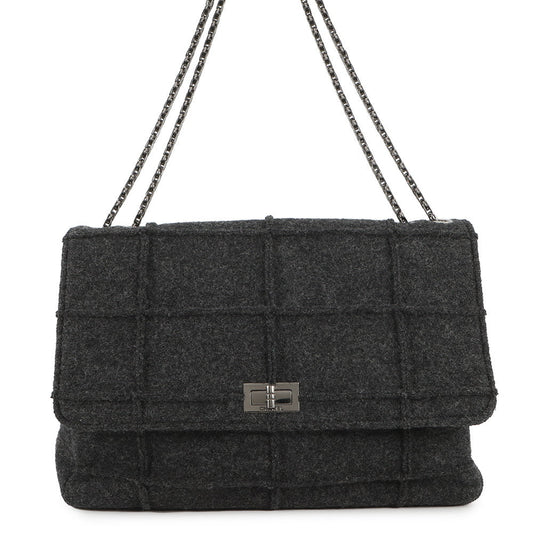CHANEL 2.55 Double Chain Shoulder GrayA37590 Felt