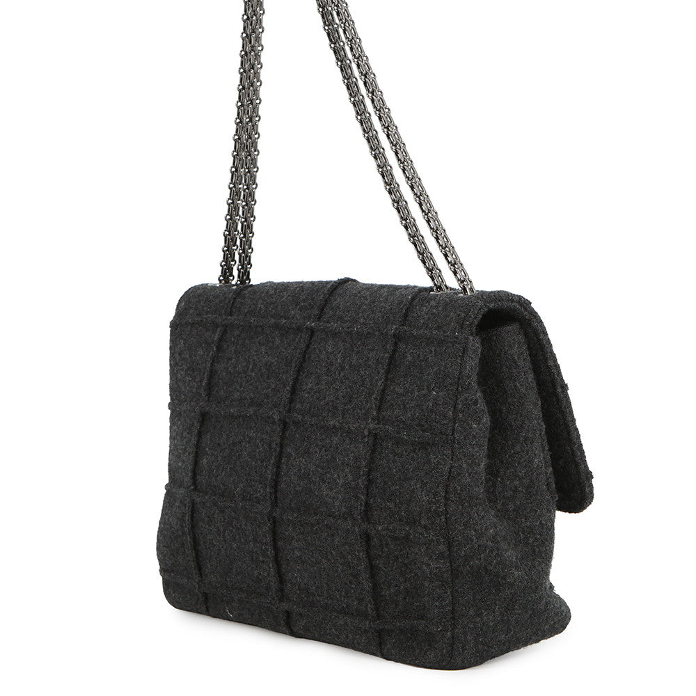 CHANEL 2.55 Double Chain Shoulder GrayA37590 Felt