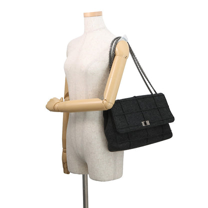 CHANEL 2.55 Double Chain Shoulder GrayA37590 Felt