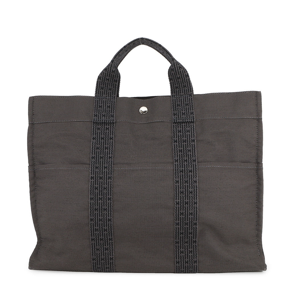 HERMES Her Line Tote Bag Gray Canvas Size MM