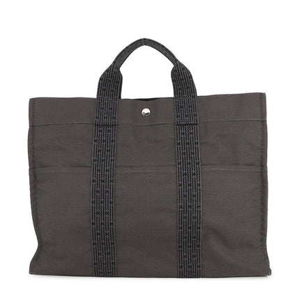 HERMES Her Line Tote Bag Gray Canvas Size MM