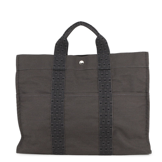 HERMES Her Line Tote Bag Gray Canvas Size MM