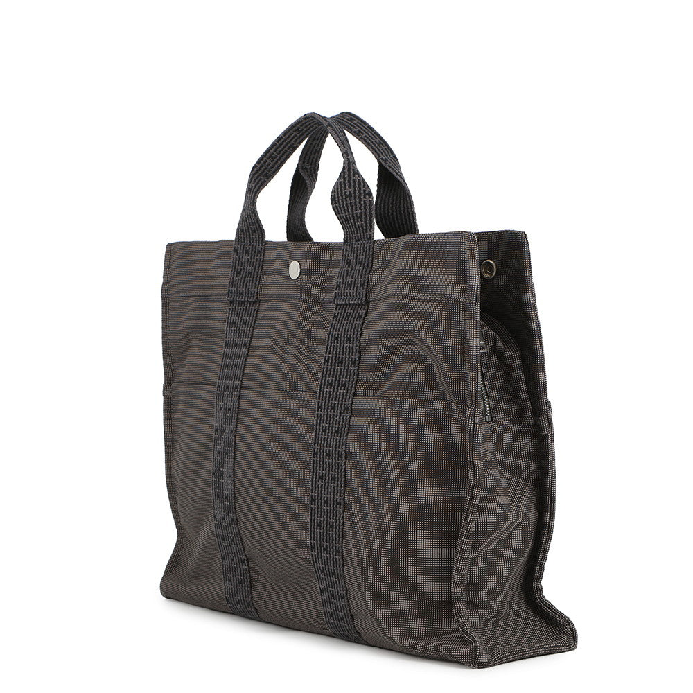 HERMES Her Line Tote Bag Gray Canvas Size MM
