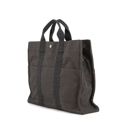 HERMES Her Line Tote Bag Gray Canvas Size MM