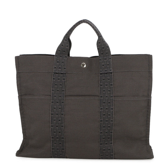 HERMES Her Line Tote Bag Gray Canvas Size MM