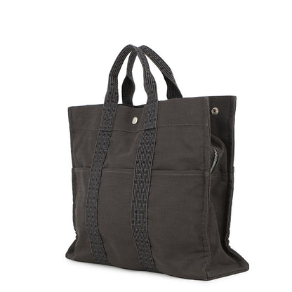 HERMES Her Line Tote Bag Gray Canvas Size MM