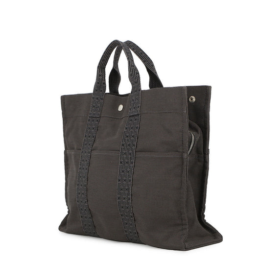 HERMES Her Line Tote Bag Gray Canvas Size MM