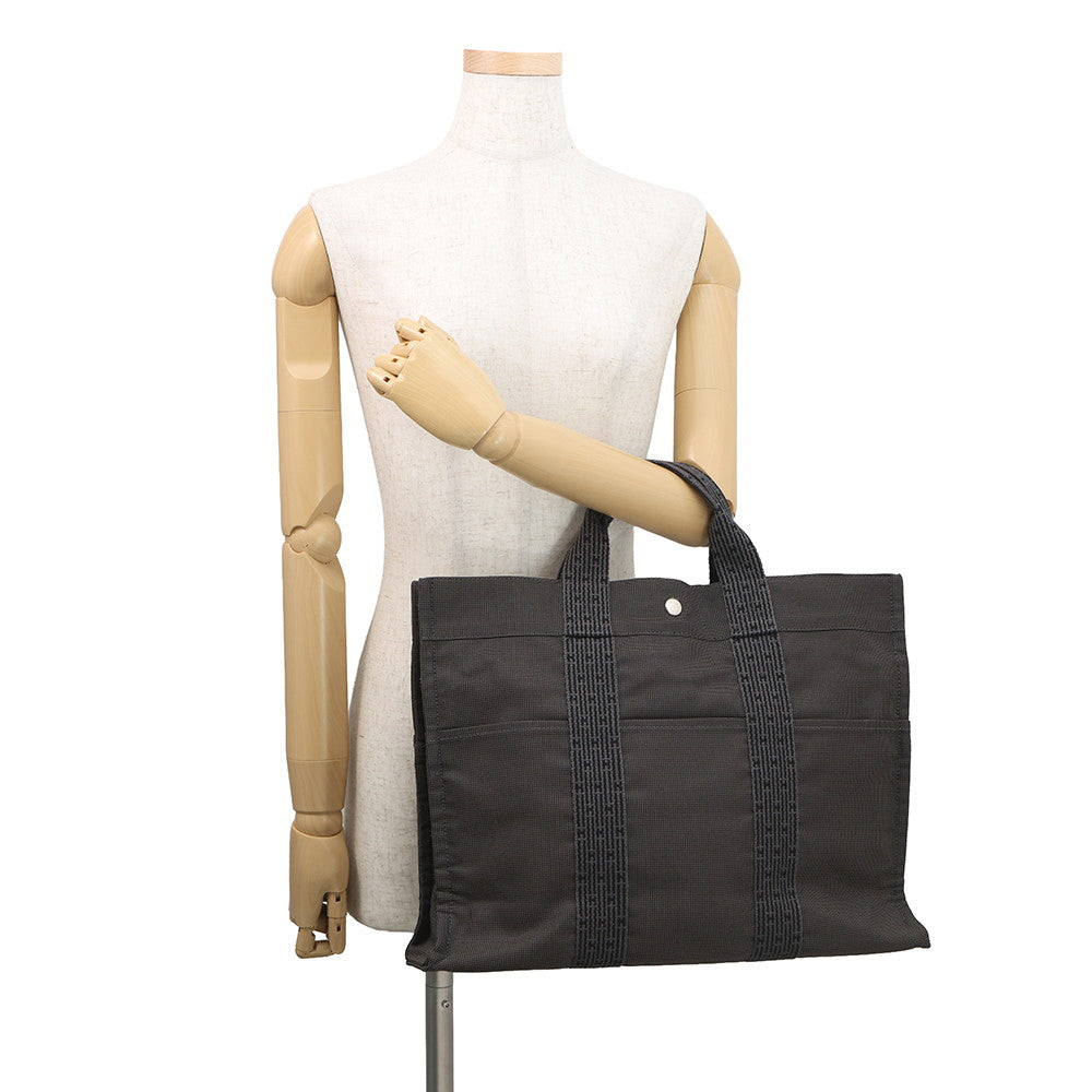 HERMES Her Line Tote Bag Gray Canvas Size MM