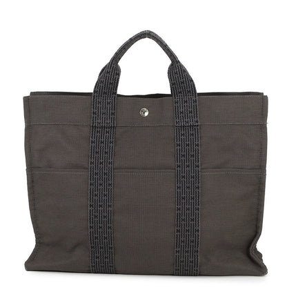 HERMES Her Line Tote Bag Gray Canvas Size MM