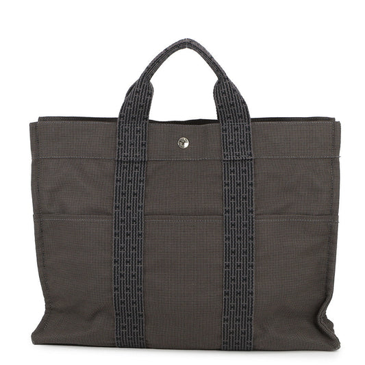 HERMES Her Line Tote Bag Gray Canvas Size MM