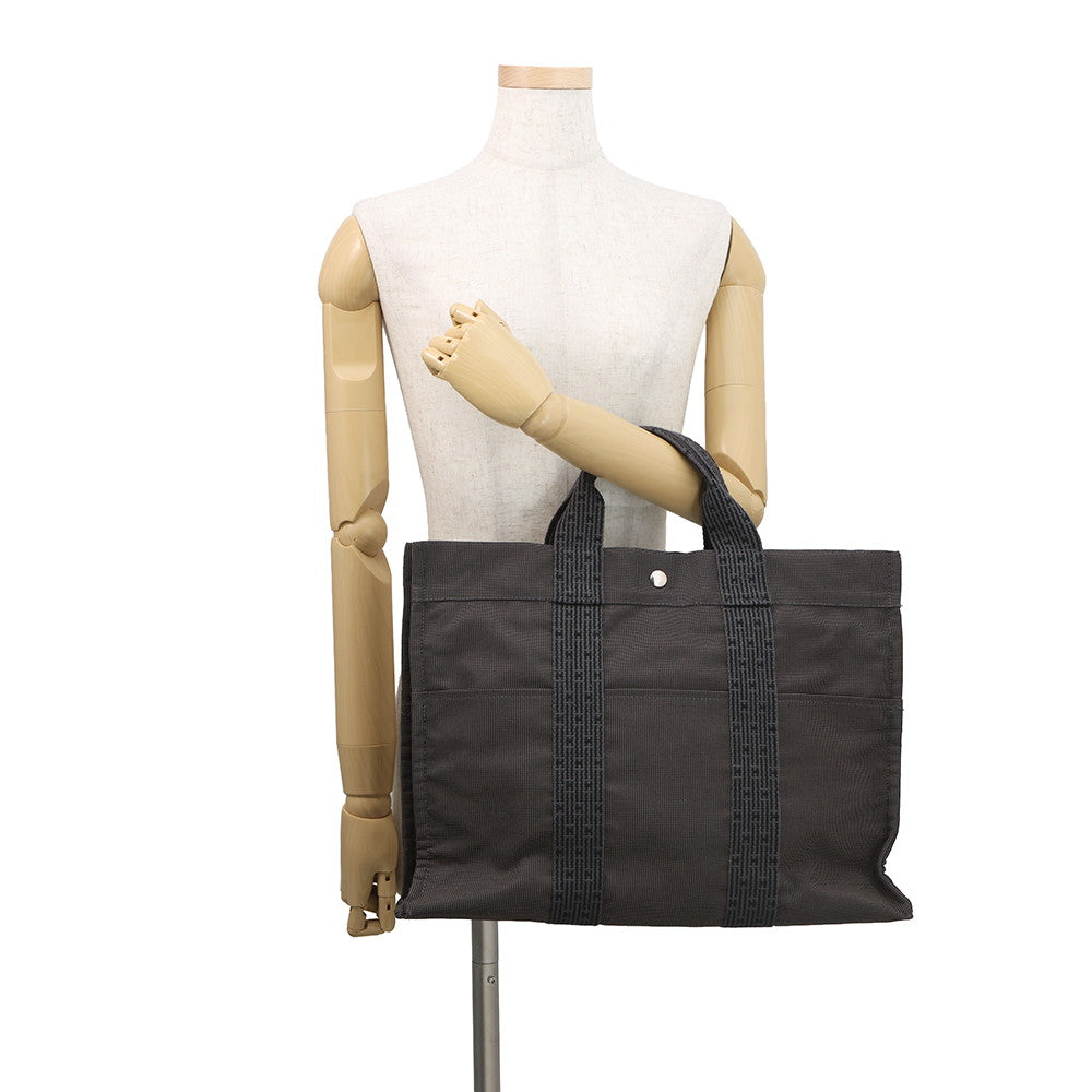 HERMES Her Line Tote Bag Gray Canvas Size MM
