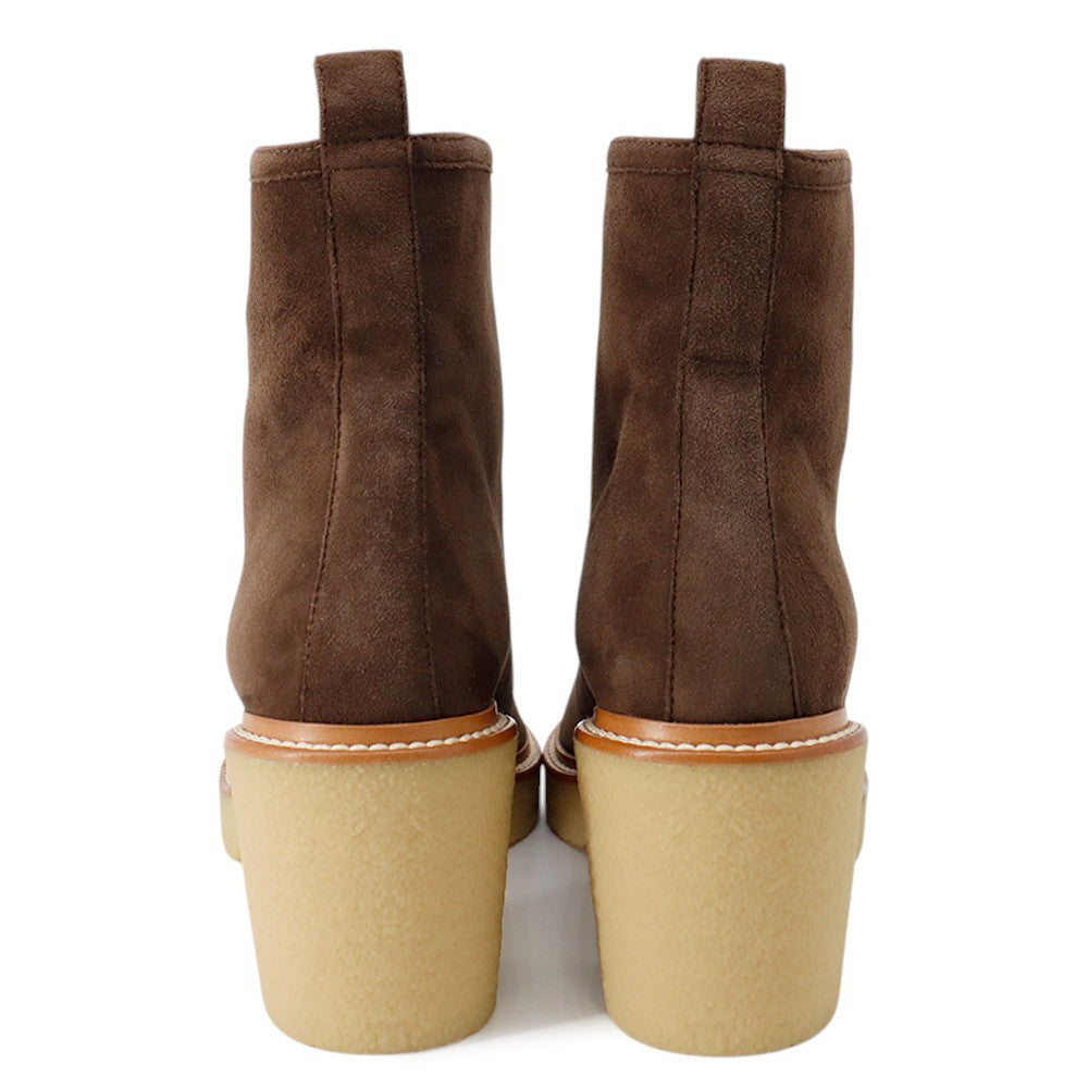 HERMES Jingle 55 Short Boots Brown/Beige suede Size 36