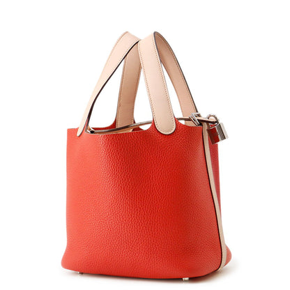HERMES Picotin Lock Touch Rouge Tomate/Rose Eglantine Taurillon Clemence Size PM