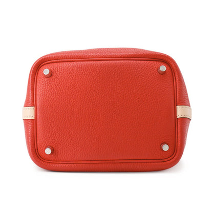 HERMES Picotin Lock Touch Rouge Tomate/Rose Eglantine Taurillon Clemence Size PM